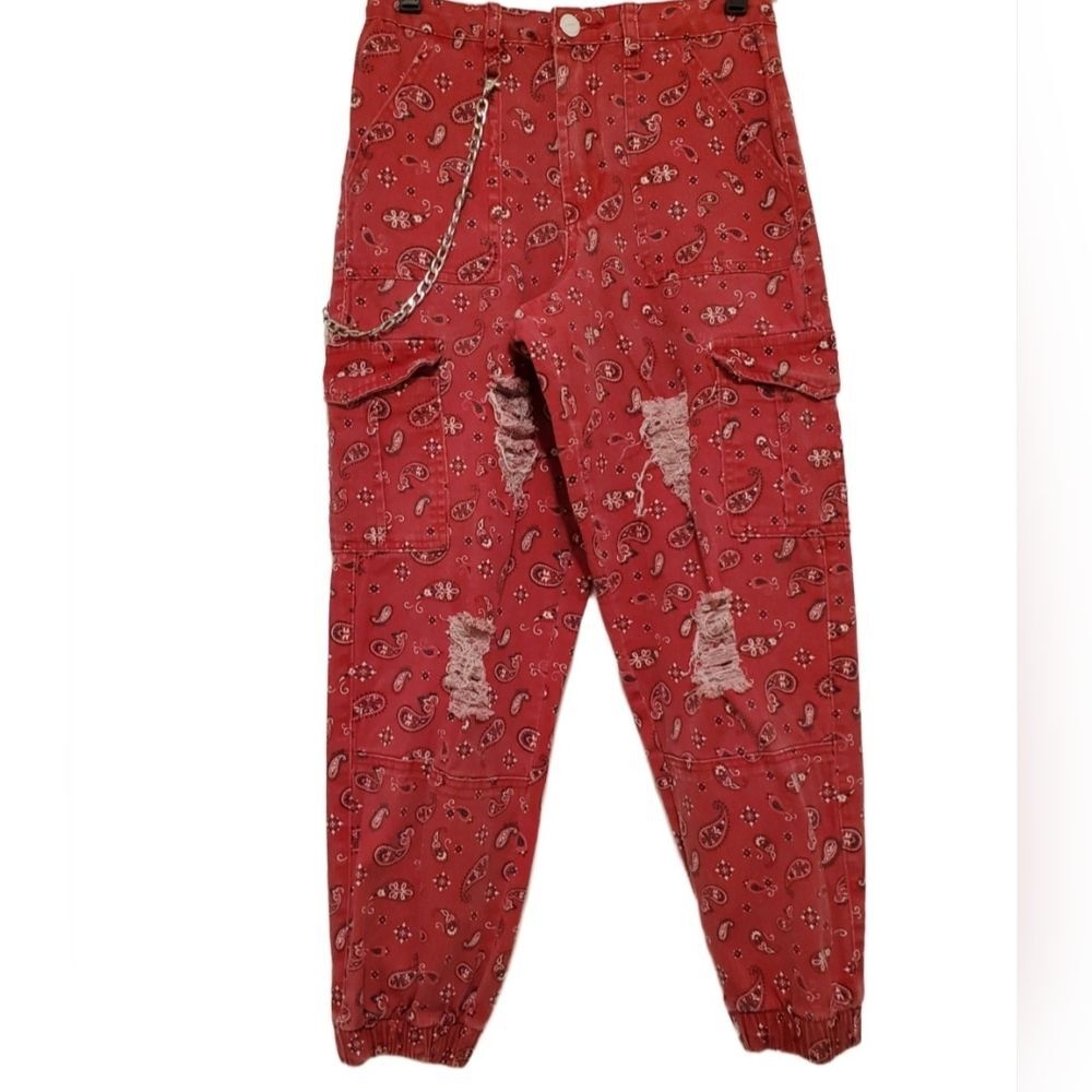 Kréamy Red Bandana Paisley Joggers Size Medium
